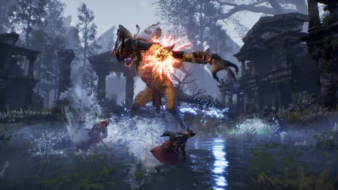 ArcheAge Chronicles official Steam screenshot 12: a close combat encounter with bright spell effects.